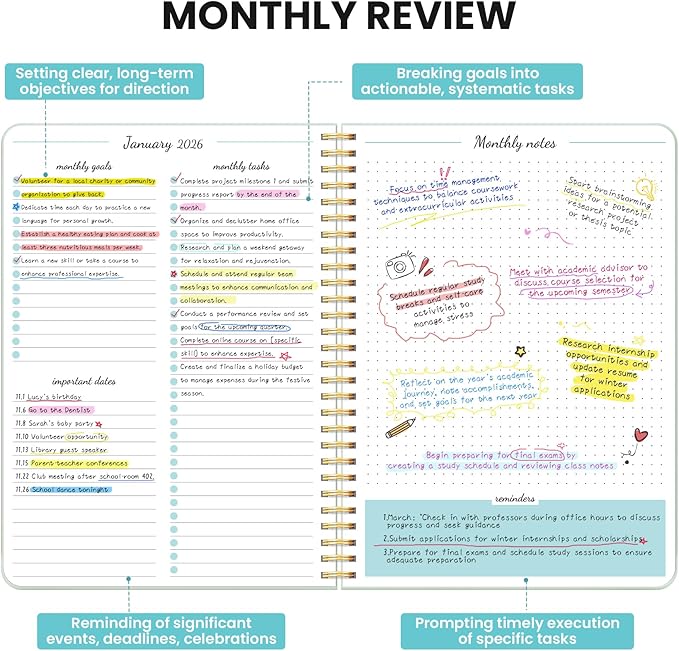 Monthly Planner 2026-2027, 2 Year Months Calendar Planner 2026-2027, Runs from January 2026 - December 2027, 7" x 10", 24 Months, Perfect for School Office Home Planning - Mint