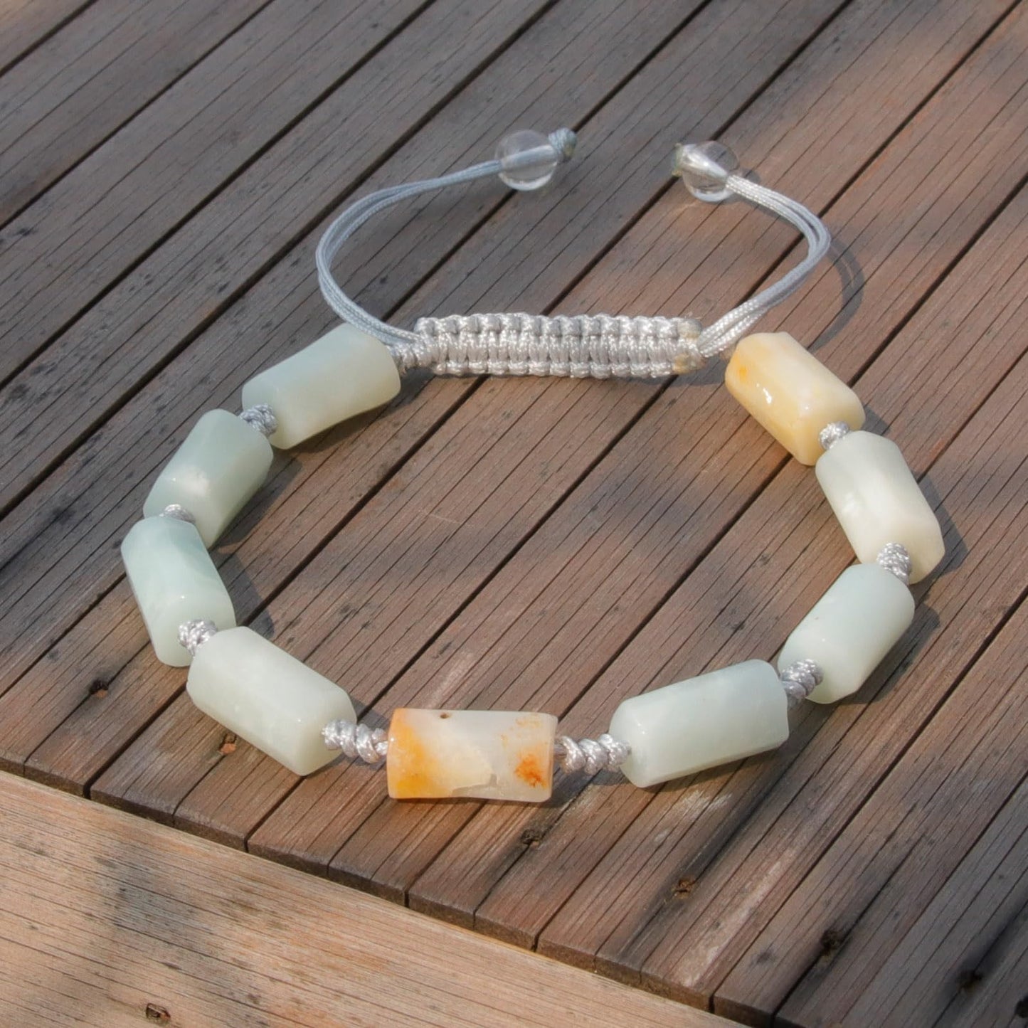 Onesmek Natural Amazonite Crystal Bracelet for Men - Healing Amazonite Crystals Mens Stone Beaded Bracelet, Handmade Chakra Energy Gemstone Adjustable Bracelets Jewelry Christmas Gift Idea for Men