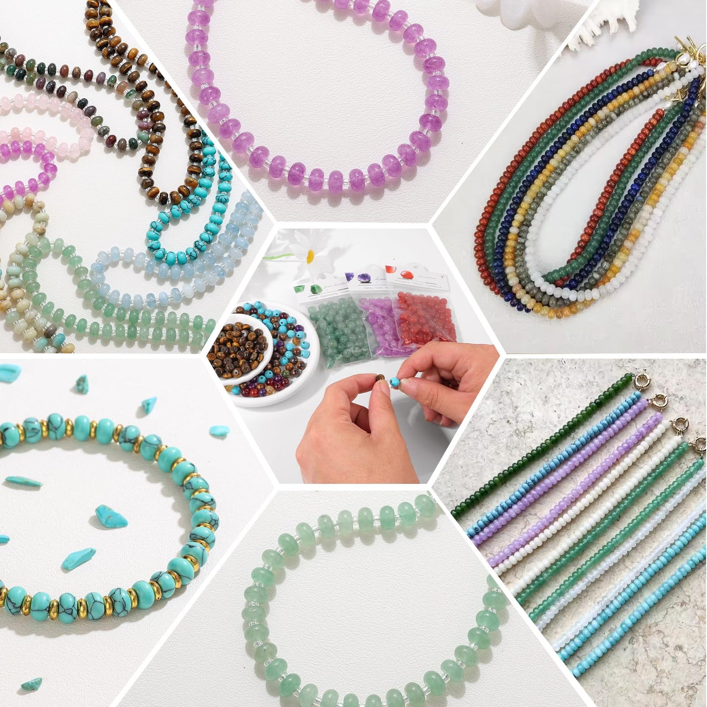 Raicegs 100pcs 5×8mm Rondelle Amethyst Beads Natural Gemstone Beads Abacus Disk Stone Loose Beads for Jewelry Making DIY Bracelets Necklace