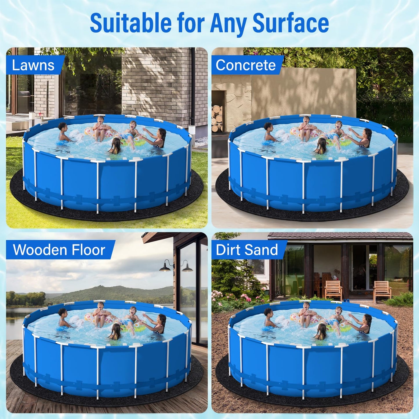 ACTREY 15 FT Pool Liner Pad for Above Swimming Pools,Pool Pad 350g/㎡ Pre-Cut Heavy Duty Outdoor Pool Pads|Double Density| Puncture Resistant|Seamless Durable Eco-Friendly for Padding & Protection