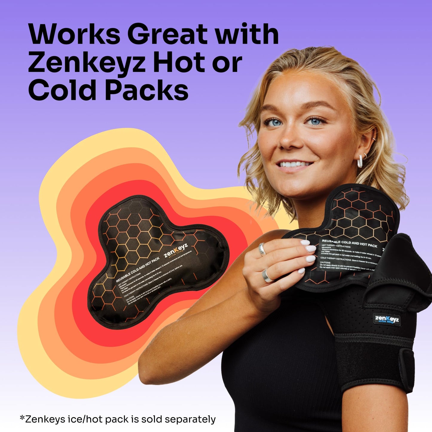 ZENKEYZ Shoulder Brace for Men & Women - Size L/XL (Chest 38-50") - Black/Copper - Copper-Infused Compression Sleeve & Rotator Cuff Support - Adjustable Strap with Ice/Heat Pocket - Sturdy Arm Sling for Joint Stability"