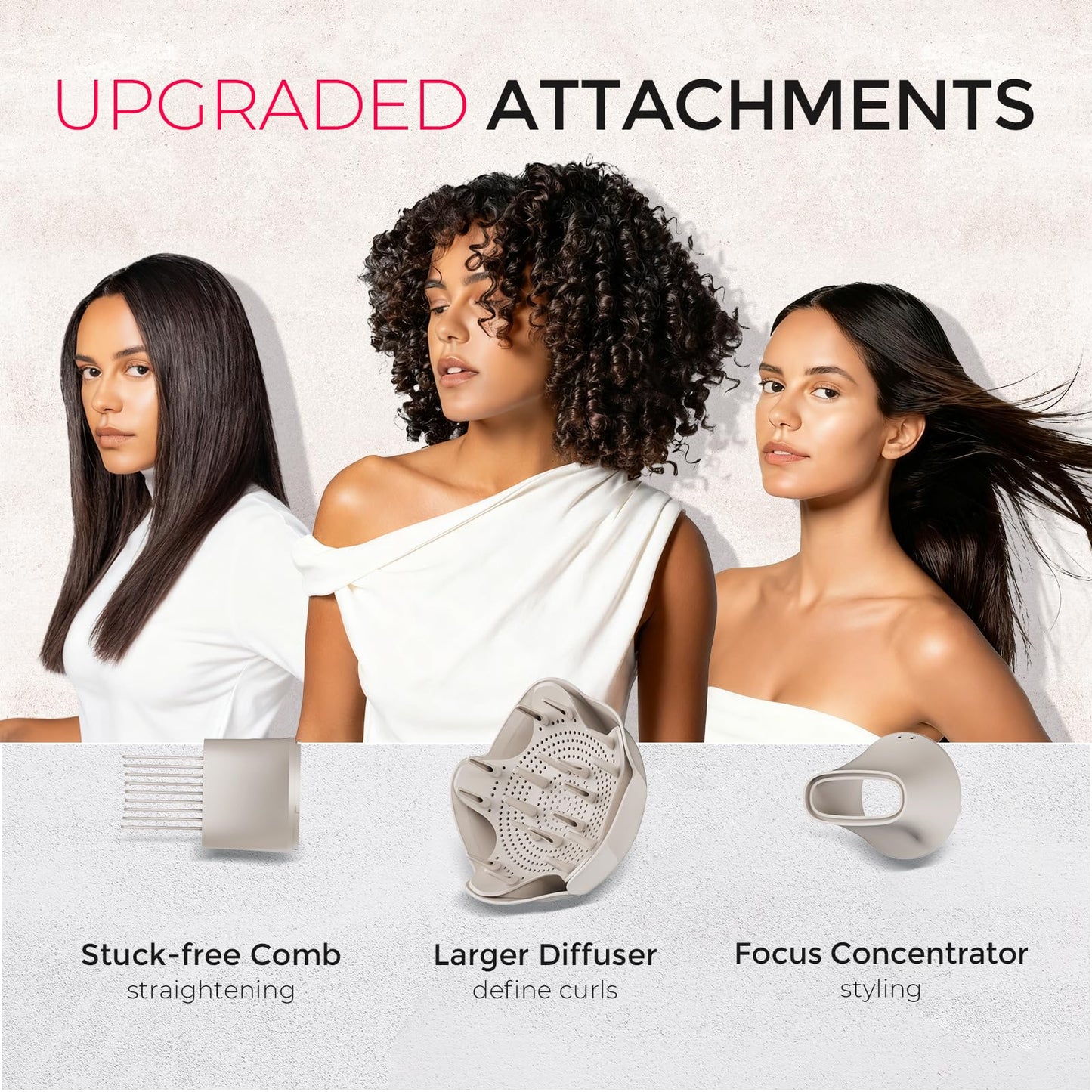 TYMO Diffuser Hair Dryer Blow Dryer - 300 Million Ionic Hairdryer with Diffuser & Comb Attachment for Curly Hair, Professional Blowdryer for Women, Cool Air Button, Small Travel Lightweight, Gold