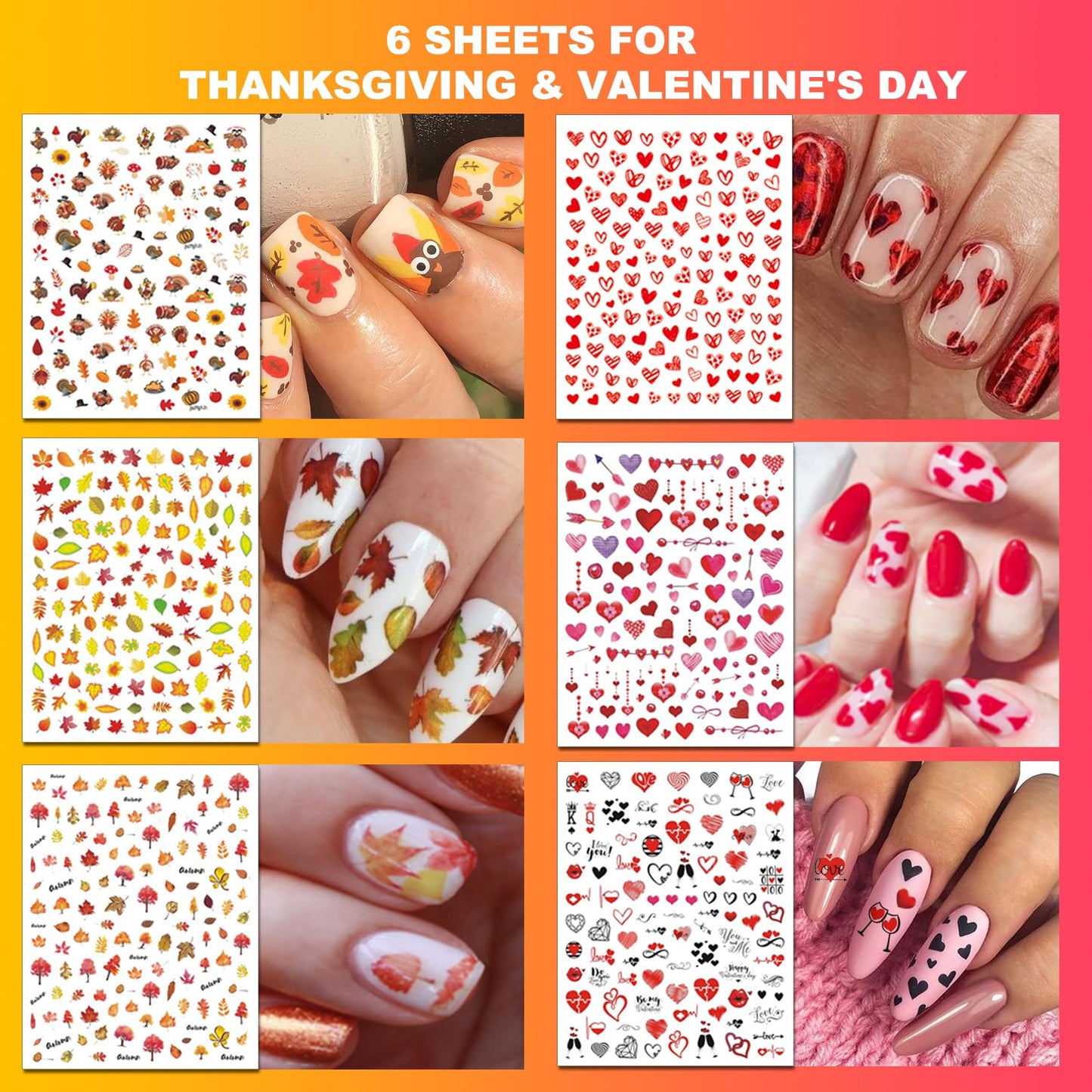 IDDFEVE 30 Sheets 8 Holiday Nail Art Stickers, Variety Pack All Season Nail Decals for All Year, Self-Adhesive Pegatinas Uñas 4th of July Halloween Fall Christmas Valentine St. Patrick's