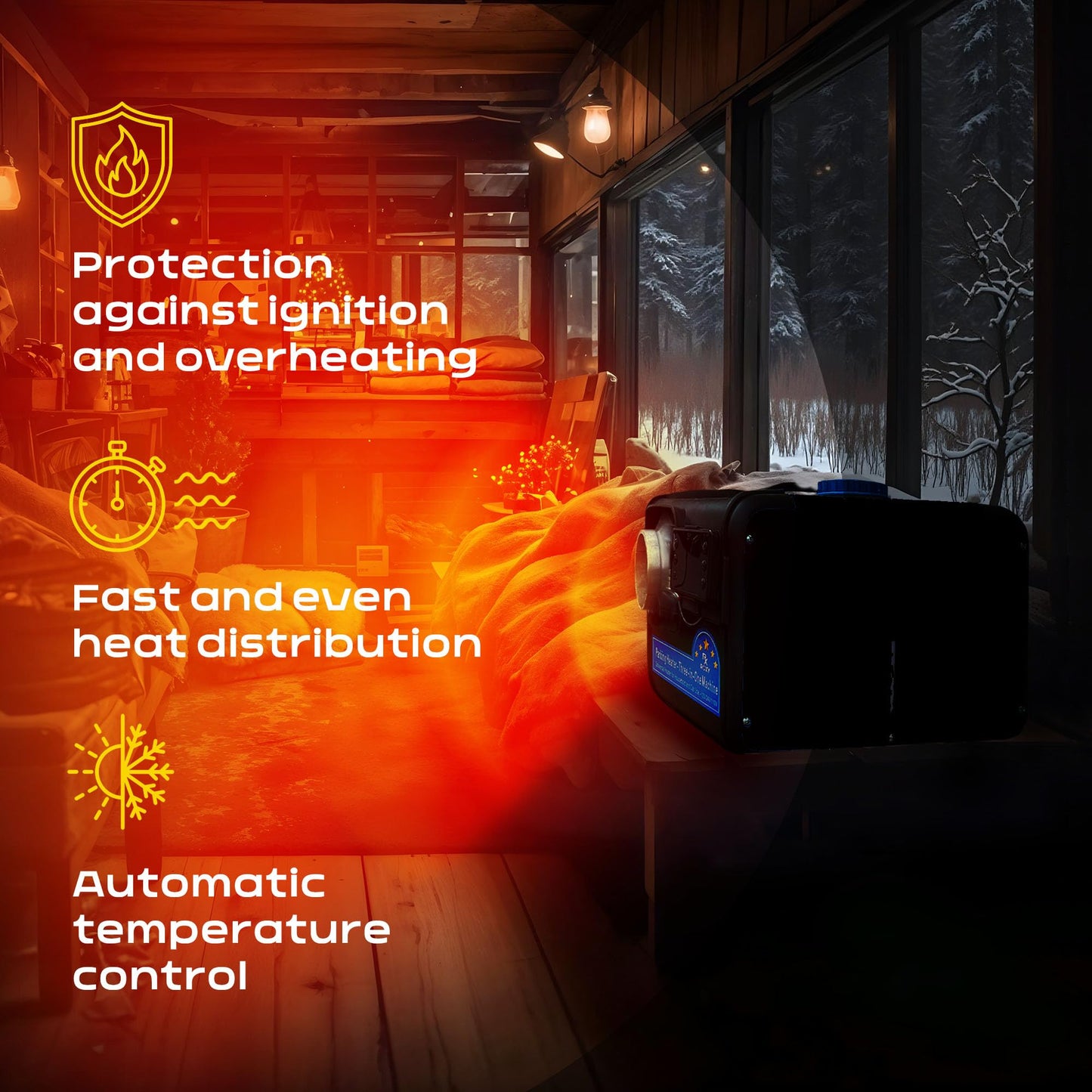 8000W Compact Diesel Air Heater 12V/24V/110V All-in-One Heating Unit with LCD Controller | Portable Camper Van Truck RV Heater with 5L Tank for Winter Camping, Garage, Workshop, Small Spaces | Black