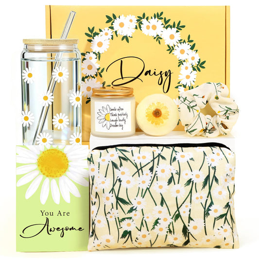 Daisy Gifts for Women, Gift Baskets for Women, Cute Unique Birthday Gifts for Woman Best Friend, Inspirational Gifts for Woman, Daisy Themed Gift for Her Teen Girl Sister Friendship