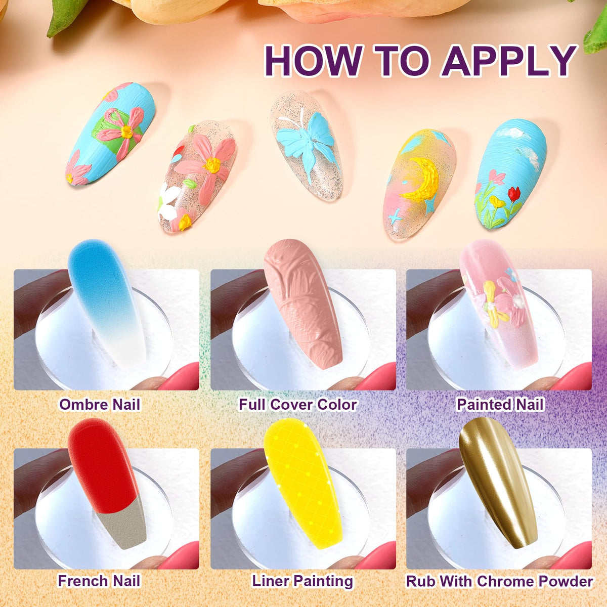 U-Shinein Gradient Painting Gel, 9 Colors Ombre Gel Nail Polish Oil Painting 3D Sculpture Effect for Pigment Pat Nails French Manicure DIY Nail Art Long-lasting Soak of UV/LED Artistic Inspiration