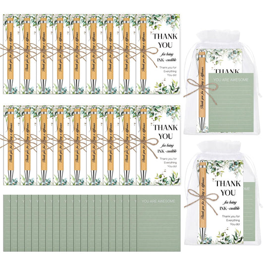 woric 20 Set Employee Appreciation Gifts Bulk Thank You Gifts with Bamboo Thank You Pens Inspirational Sticky Notes and Cards Easter Gift for Staff Volunteer Team Office Coworker Teachers