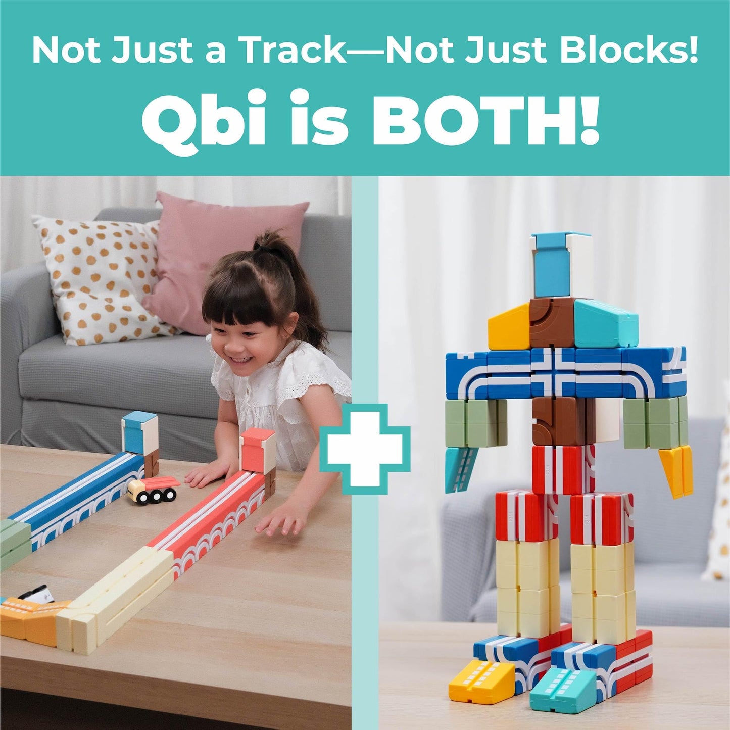 QBI STEM All-in-1 Toy Set with 6 Cars & Fruit Tiles | Open Ended Educational Sensory Magnet Cubes | Montessori Toys, Magnetic Building Blocks for Boys & Girls (68 Pieces)