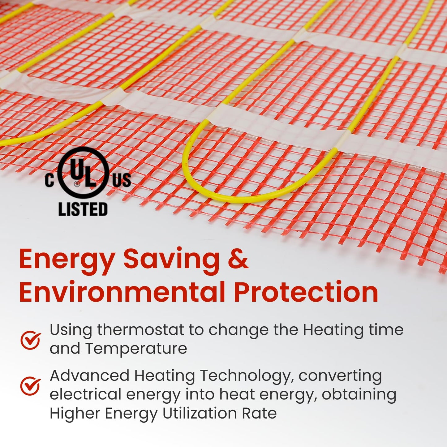 20 sqft HEATIT Warmmat Electric Radiant Self-Adhesive Floor Heat Heating System & ET-7A Thermostat & Alarm Monitor