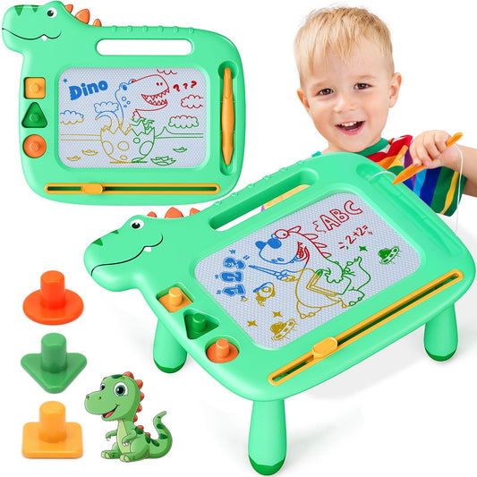 Toddler Toys 2-3, Dinosaur Magnetic Drawing Board Toys for 1 2 3 Year Old Boy Girls,Colorful Magna Sturdy Doodle Board Kids Toy, Etch Sketch Educational Toy for Toddlers 1-3 Christmas Birthday Gifts