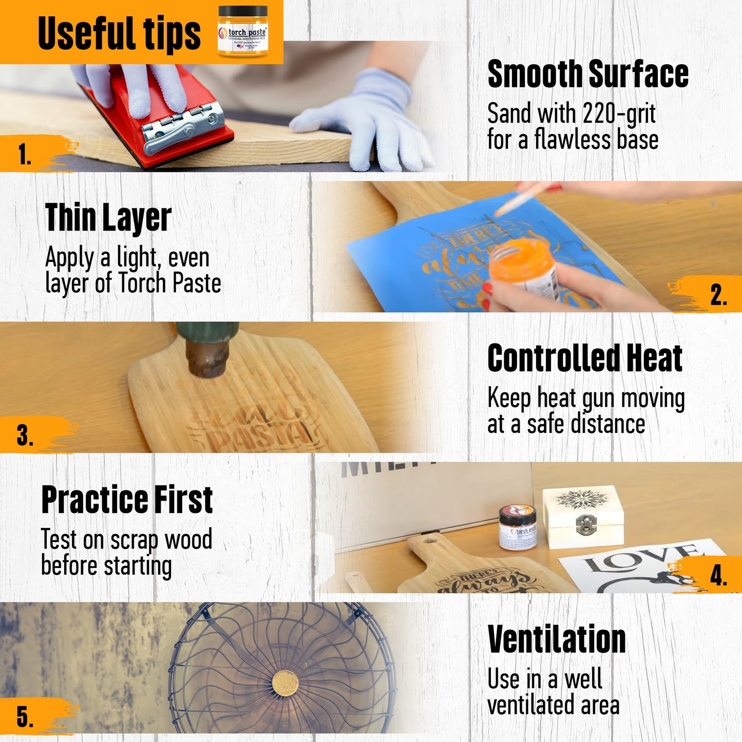 Torch Paste - The Original Wood Burning Paste | Made in USA | Heat Activated Non-Toxic Paste for Crafting & Stencil Wood Burning | Accurately & Easily Burn Designs on Wood, Canvas, Denim & More | 3 OZ