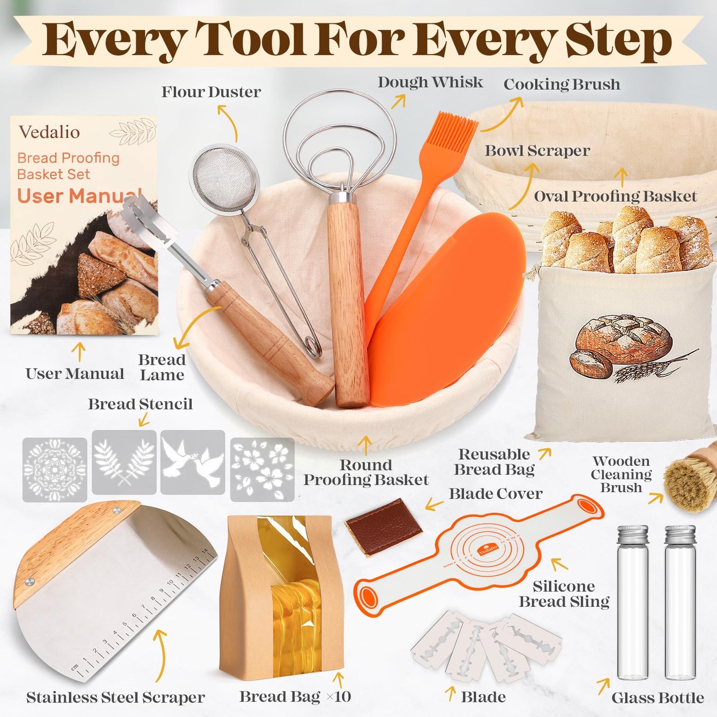 Sourdough Starter Kit, Sourdough Bread Baking Supplies, Sourdough Kit for Modern Home and Kitchen, Sourdough Bread Basket, Sour Dough Kit, Bread Making Tools Kit Gifts for Bakers Women Wife Mom