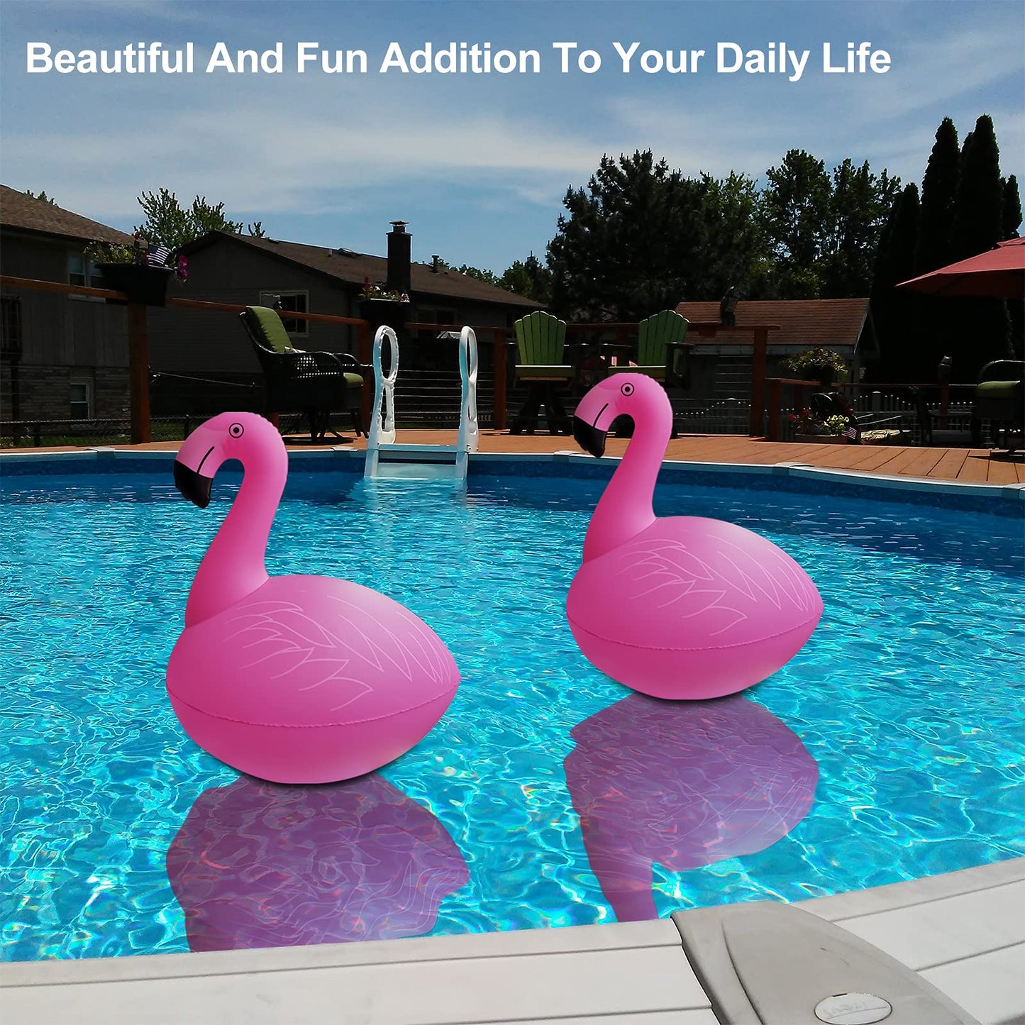 Cootway Floating Pool Lights Pack of 2, Solar Flamingo Pool Lights Waterproof, Glow in The Dark Solar Floating Pool Lights, Inflatable Floating Lights for Pool Wedding Party Decorations