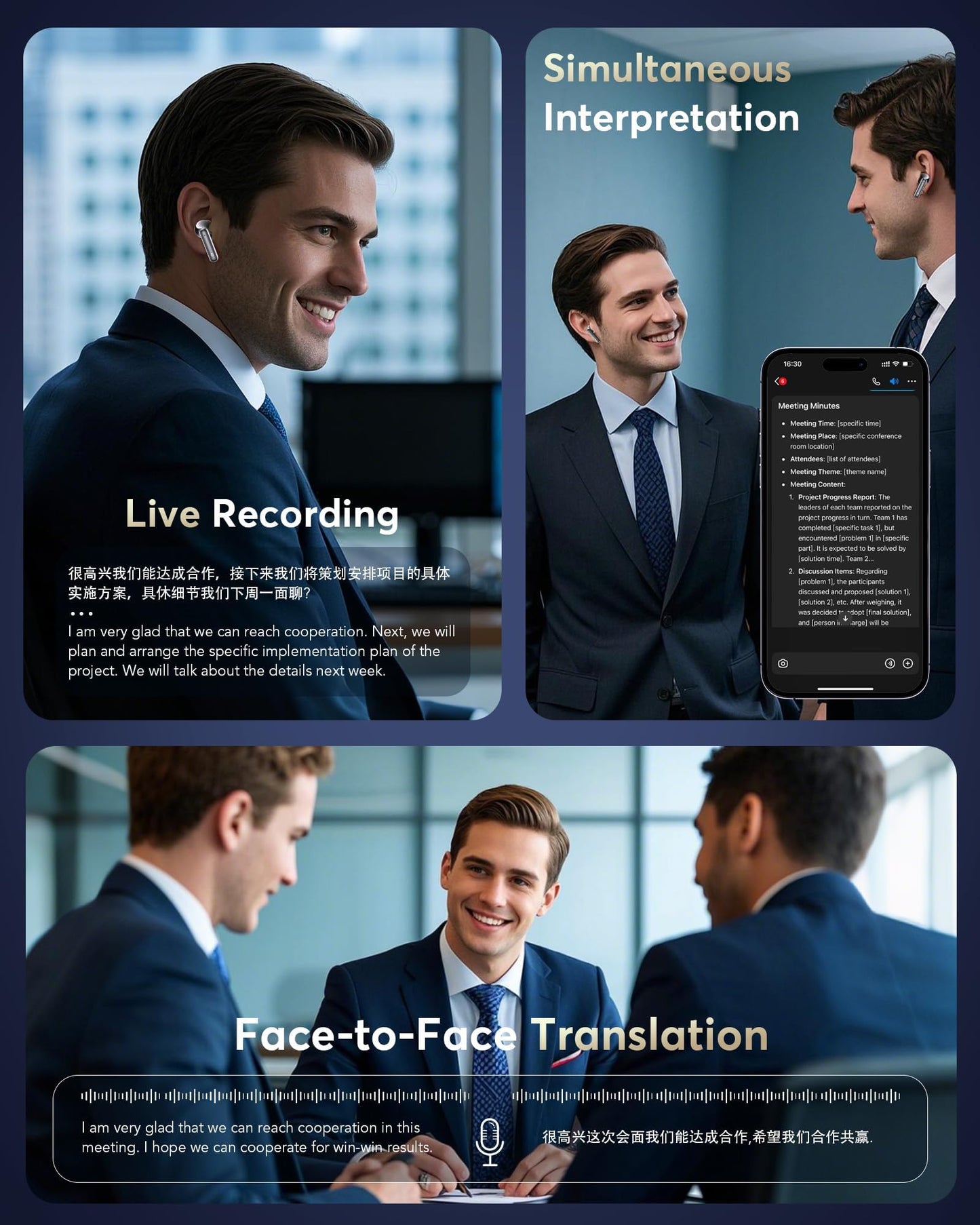 AI Translation Earbuds Real Time 144 Languages Accents Translator 36H Playtime 3-in-1 Wireless Headphones 4 ANC Mic for Spanish/English Audífonos Traductores, Bluetooth 5.4 Earphones iOS & Android