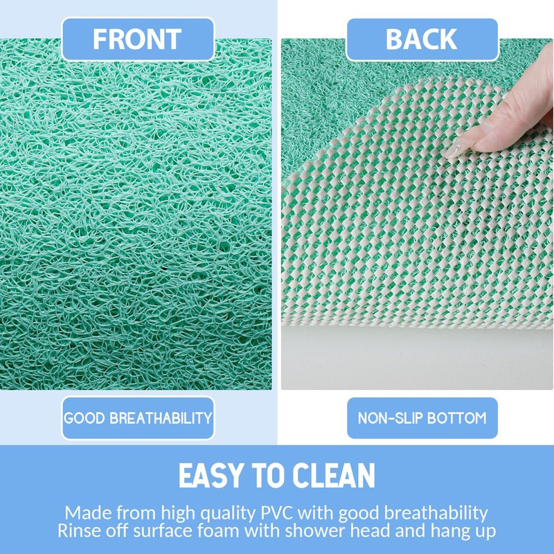 Hargiis Non-Slip Bathtub Mat, Anti Slip Shower Mat, Fast Drying Bathtub Mats, Foot Scrubber Mat, Anti Slip Mat for Tub, Floor, Bathroom, Kitchen, Home, Hotel (Light Green 40"×28")