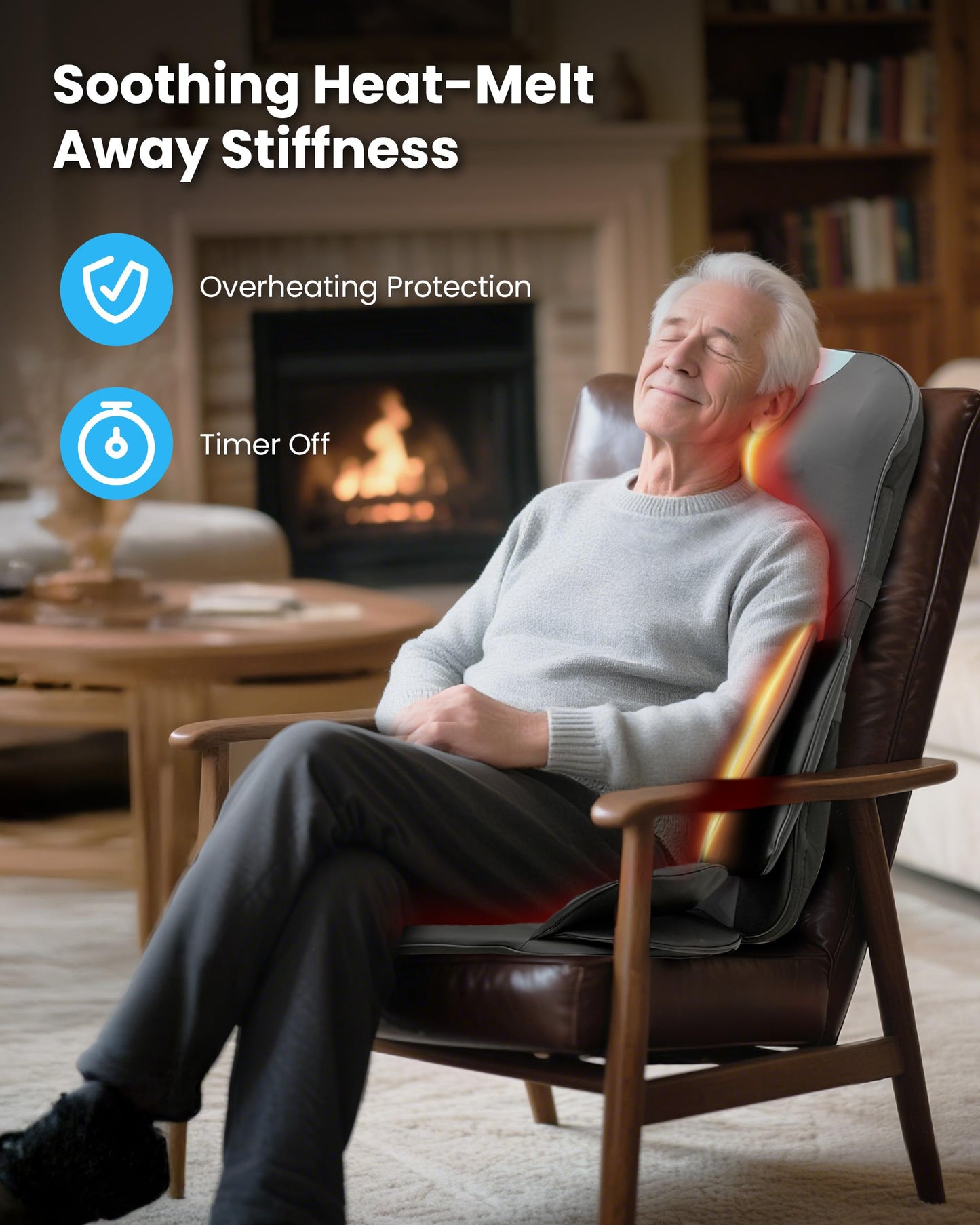 COMFIER Shiatsu Neck & Back Massager with Heat, Full Back Coverage Massage Chair Pad with 4D Kneading & Adjustable Neck Nodes, Waist & Hip Compression