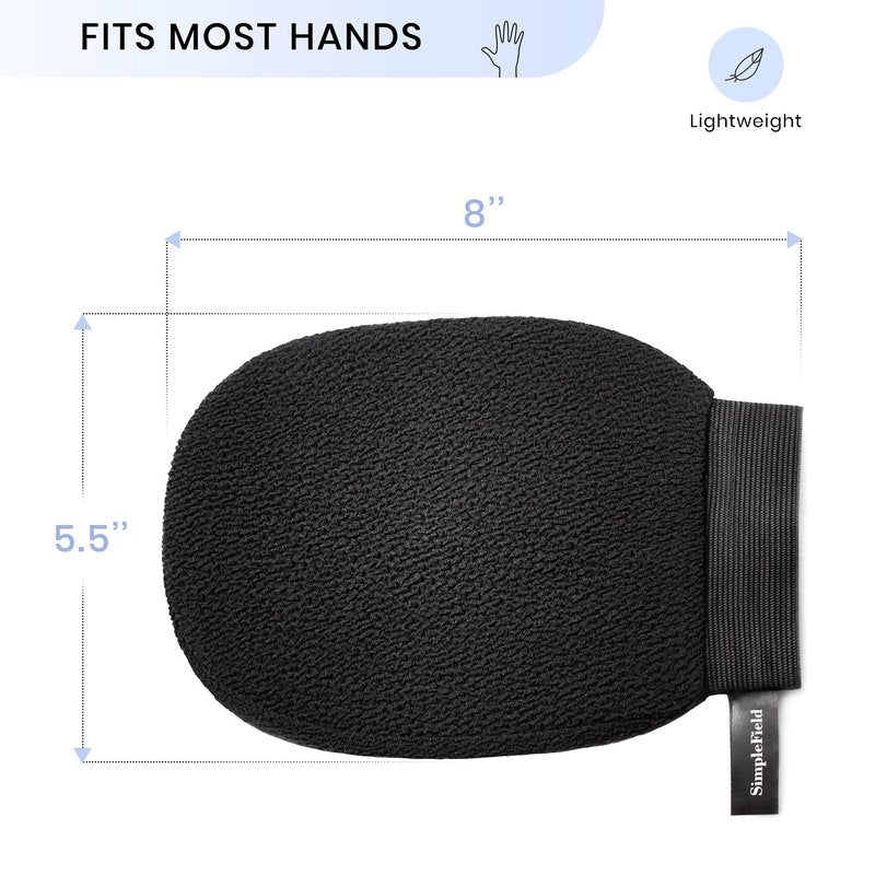 SimpleField Korean Exfoliating Mitt for Remove Dead Skin. 2 Pack 100% Viscose Kessa Deep Exfoliating Gloves for Body Scrub, Keratosis Pilaris and Self Tanning Removal. Easily Smooth Skin Surface.