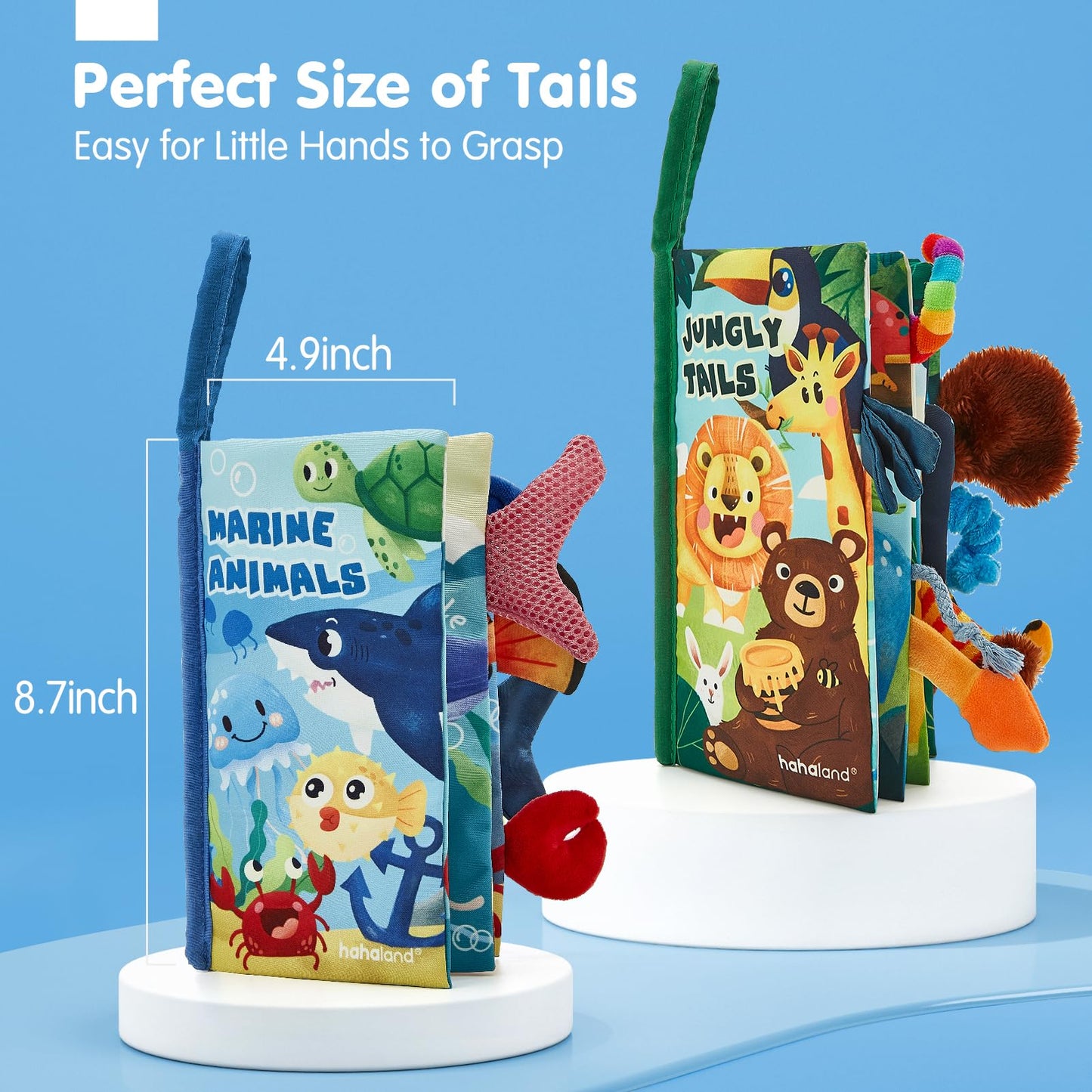 hahaland Baby Toys 0-6 Months - Crinkle Books for Babies 2-Pack, Soft Cloth Sensory Touch Feel Baby Book 6-12 Months Infant Montessori Toys 0-3 Month Newborn Baby Boys Gifts 3-6 Months Travel Toys