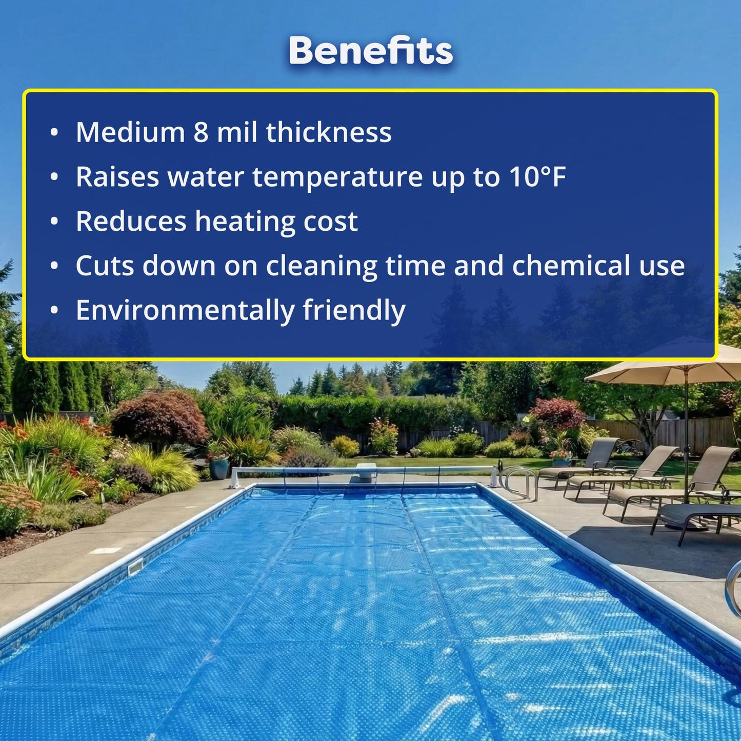 In The Swim 18' Standard Blue Round Solar Pool Cover 8 Mil for Solar Heating Above Ground Pools and Inground Pools