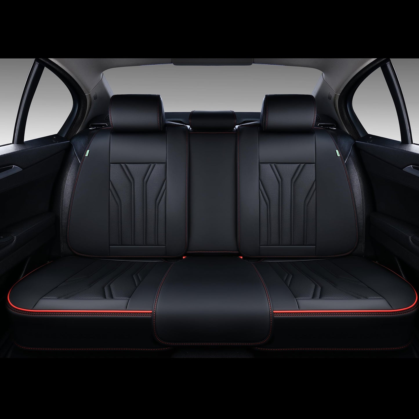 FLORICH Leather Seat Covers, Seat Covers Full Set, Car Seat Protectors 5 Seats, Automotive Seat Covers Fit for Most Cars Trucks SUV-Black&Red Line
