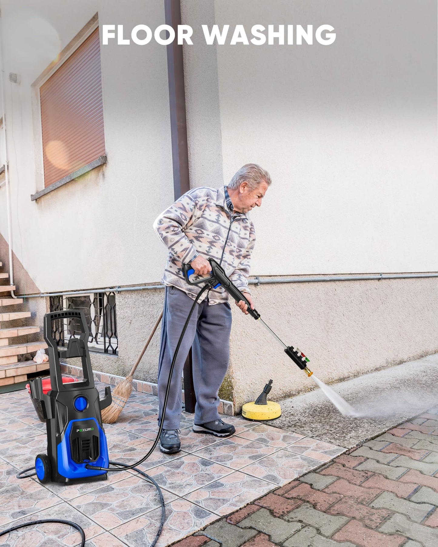 POXURIO Electric Pressure Washer, 4000PSI 2.8GPM Power Washer, 3-in-1 Self-Priming High Pressure Cleaning Machine with Foam Cannon for Cars/Fences/Driveways/Patios/Home Cleaning