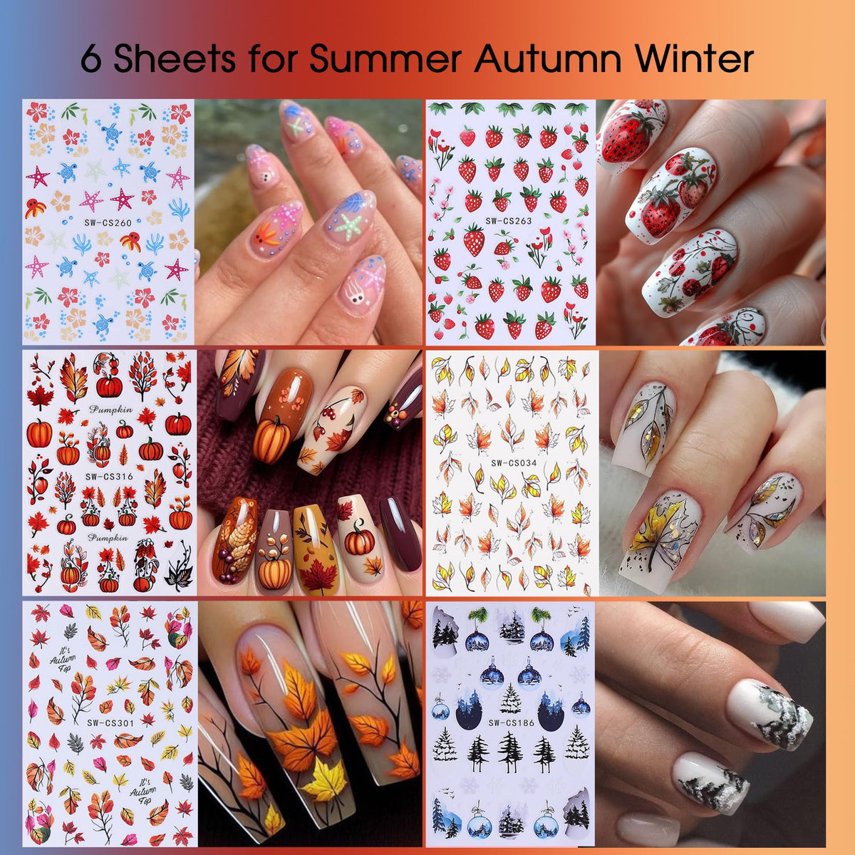 Holiday Nail Art Stickers Decals 30 Sheets 3D Seasonal Stickers for Nails with Tweezers Self-Adhesive Manicure Decoration Nail Supplies for Christmas Valentine Halloween St. Patrick's Day Easter