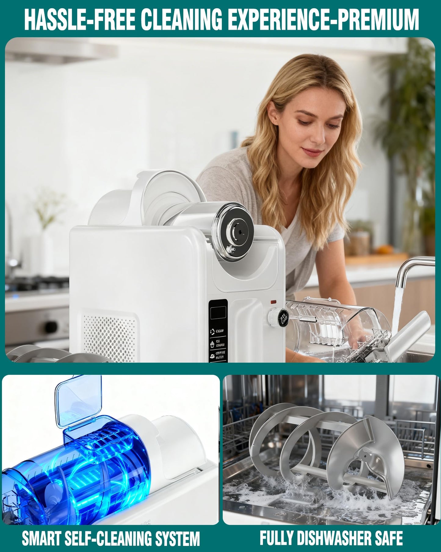 WantJoin 2-in-1 Slushie Machine – 72 oz White Frozen Drink Machines with 6 Preset Modes, No Ice Needed, Quiet and Simple Knob Operation, Frozen Drink Maker for Ice Cream, Margarita & Slushy