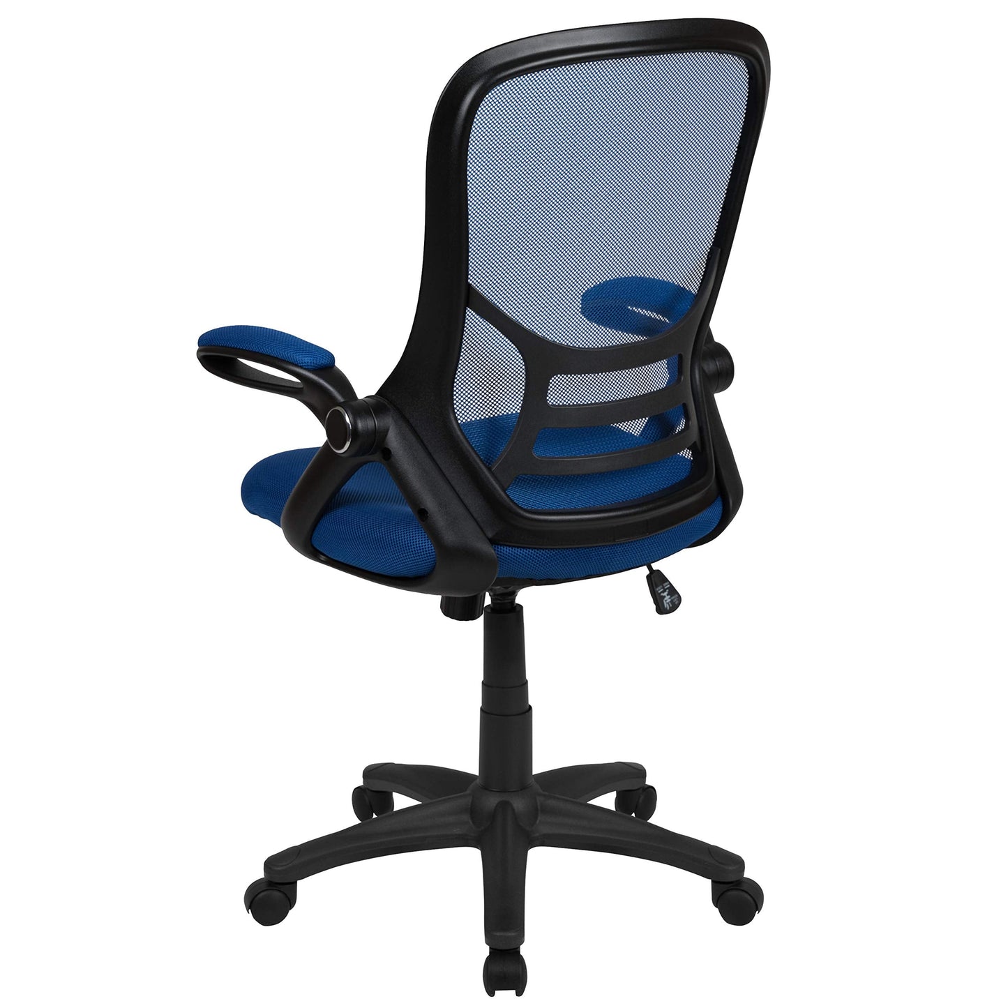 Flash Furniture Porter High-Back Swivel Office Chair with Adjustable Lumbar Support and Seat Height, Ergonomic Mesh Desk Chair with Flip-Up Armrests, Blue/Black