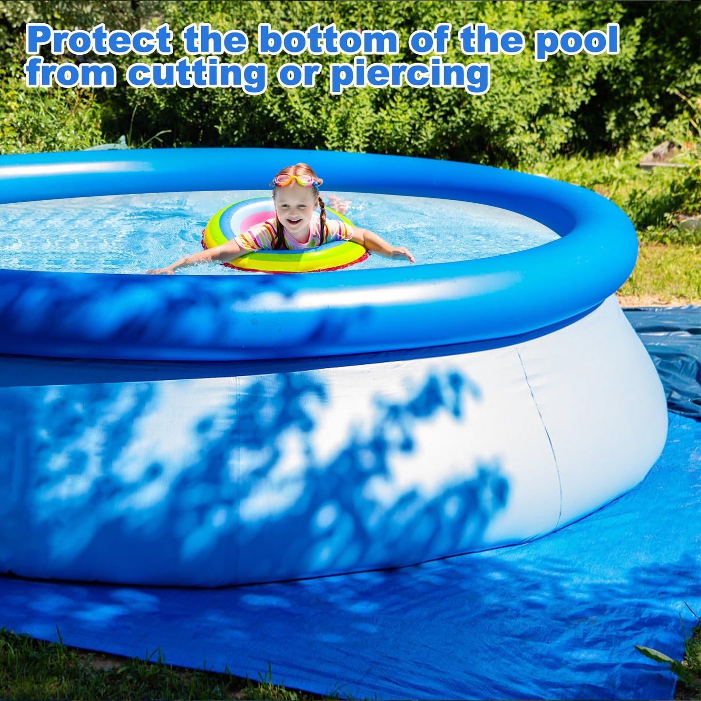 YEXEXINM 11 x 11 Ft Pool Ground Cloths,Swimming Pool Waterproof PE Swimming Pool Liner Pad for Protect Above Ground Pool Blanket for 8ft to 10ft Frame Above Ground Pools Accessories Prevents Punctures