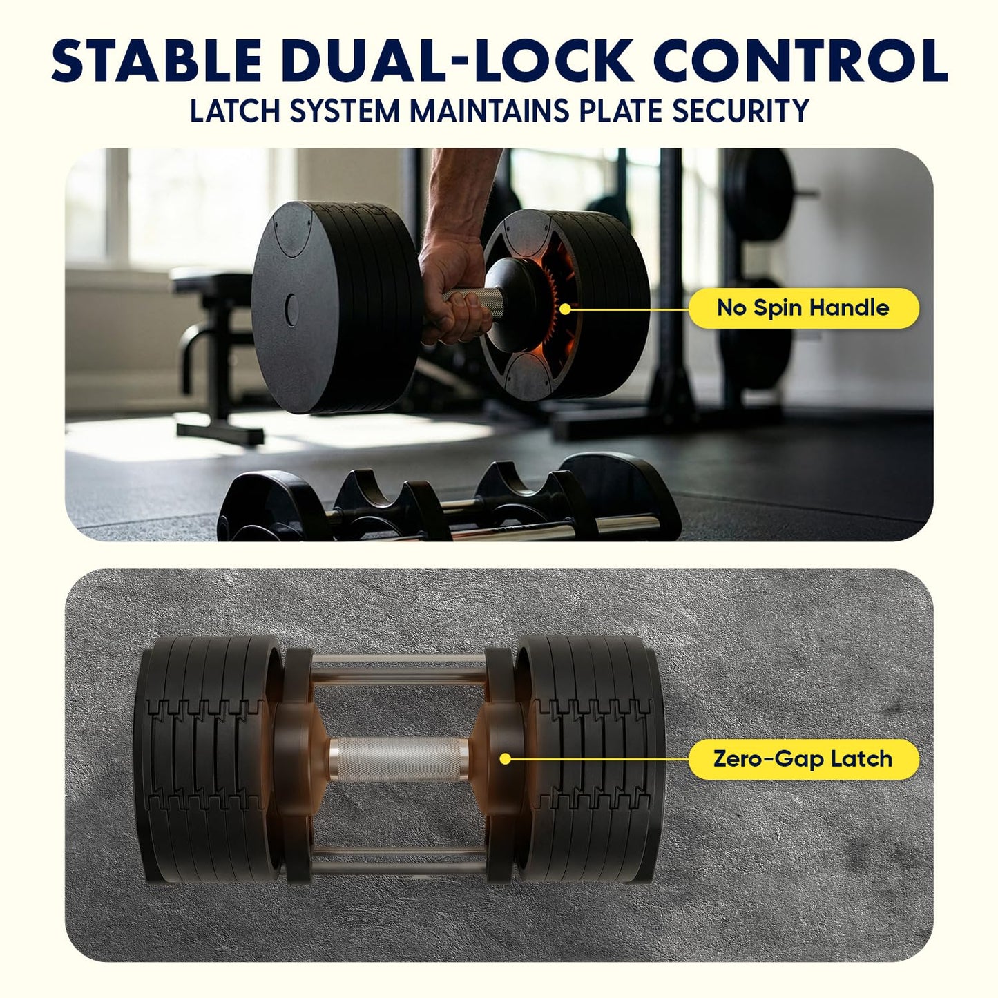SQUATZ 45 lb Adjustable Dumbbells with Quick Weight Change, Space-Saving Dumbbell Set with Anti‑Slip Handle, Secure Locking System, Heavy‑Duty Plates & Base for Home Workout and Strength Training
