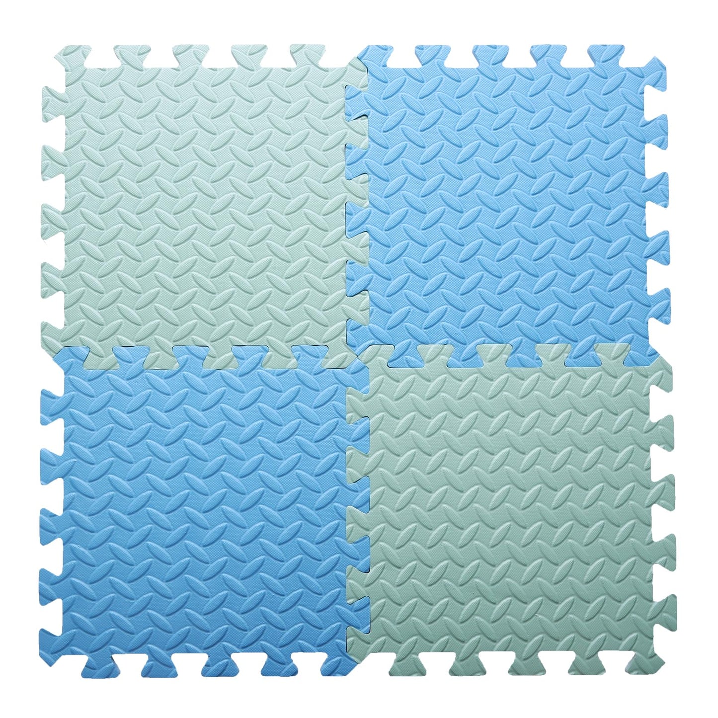 16 Tiles Foam Play Mat for Baby, Soft & Safe EVA Foam Mats for Floor, Square Baby Play Mat, Kids Foam Puzzle Floor Mat, 47x47 Play Mat for Playpen(Bean Green/Light Blue)