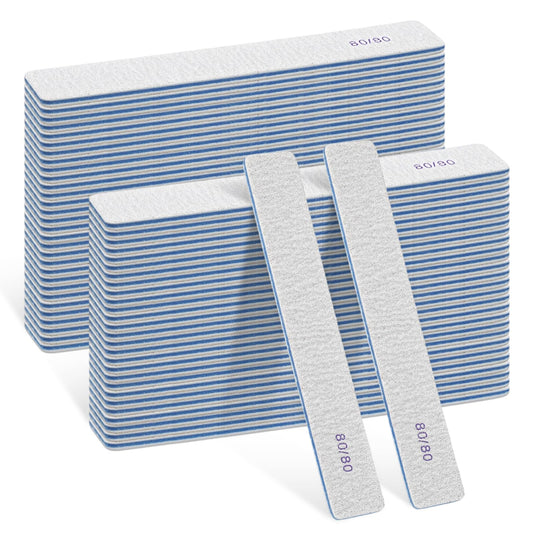60 PCS 80/80 Grit Nail Files, Professional Double Sided Acrylic Nails Emery Boards for Acrylic Nails, Fake Nails, Manicure Tools