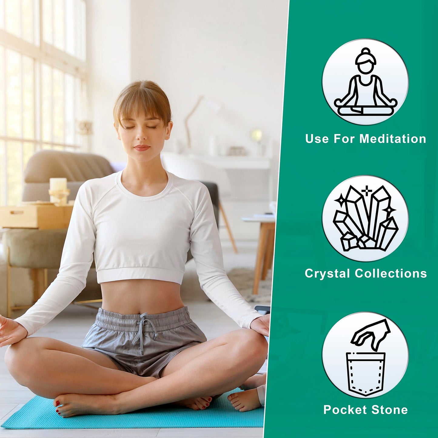 Crocon 50mm Multi Fluorite Heart stone Big Heart Shape Puff Stones Set 450+ Carats Pocket Crystal Healing Tumble Collection Palm Worry Stone Good Luck Charm Meditation Gift Craft Home Decor
