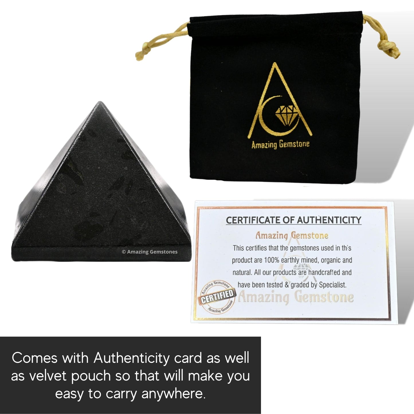 Amazing Gemstone Black Tourmaline Pyramid Crystal Healing Stones - 1" Great Pyramid Figurine of Natural Stone Pyramid for Meditation, Reiki, Chakra Balancing and Crystal Pyramids Grid