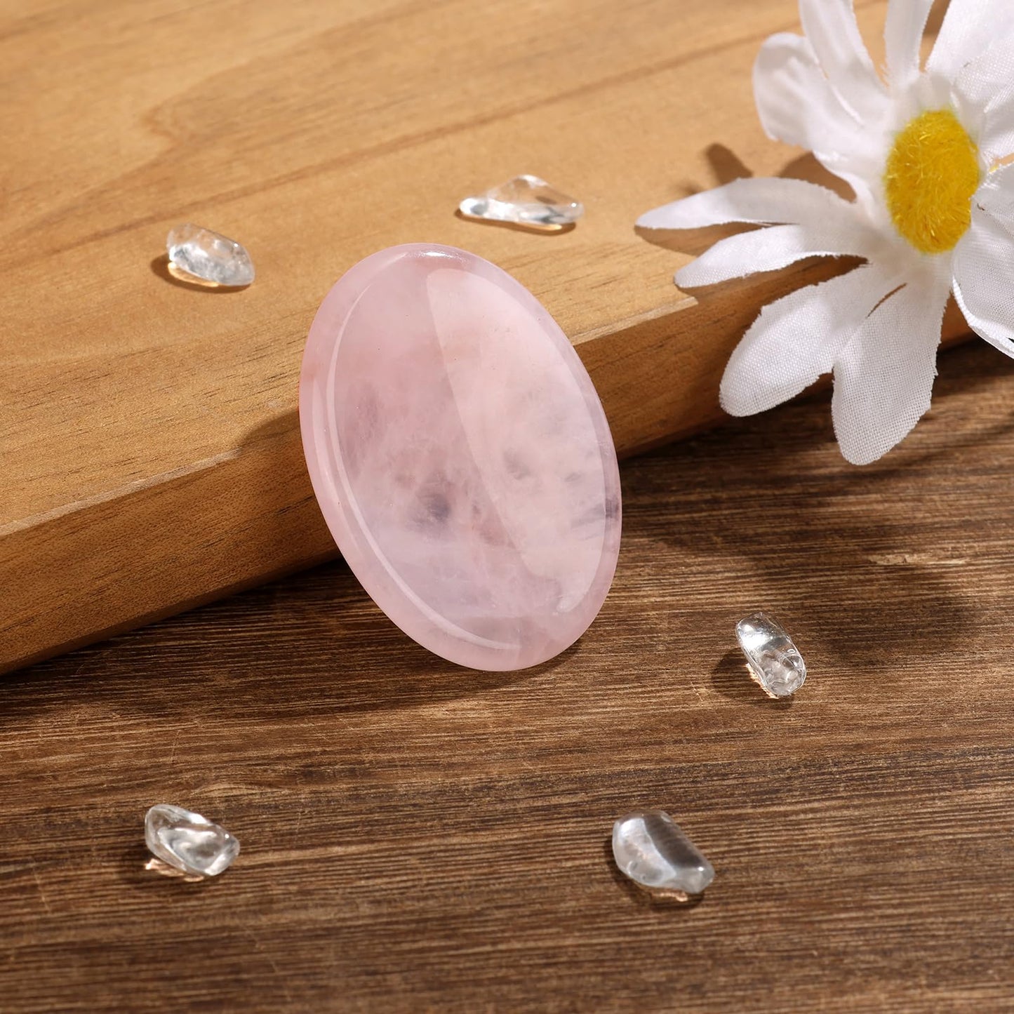 GolbalJew Rose Quartz Thumb Worry Stone for Anxiety Healing Crystals Sets, Hand Carved Crystals and Healing Stones, Meditation Crystal Reiki Natural Relax Palm Stone for Anxiety Therapy Relief
