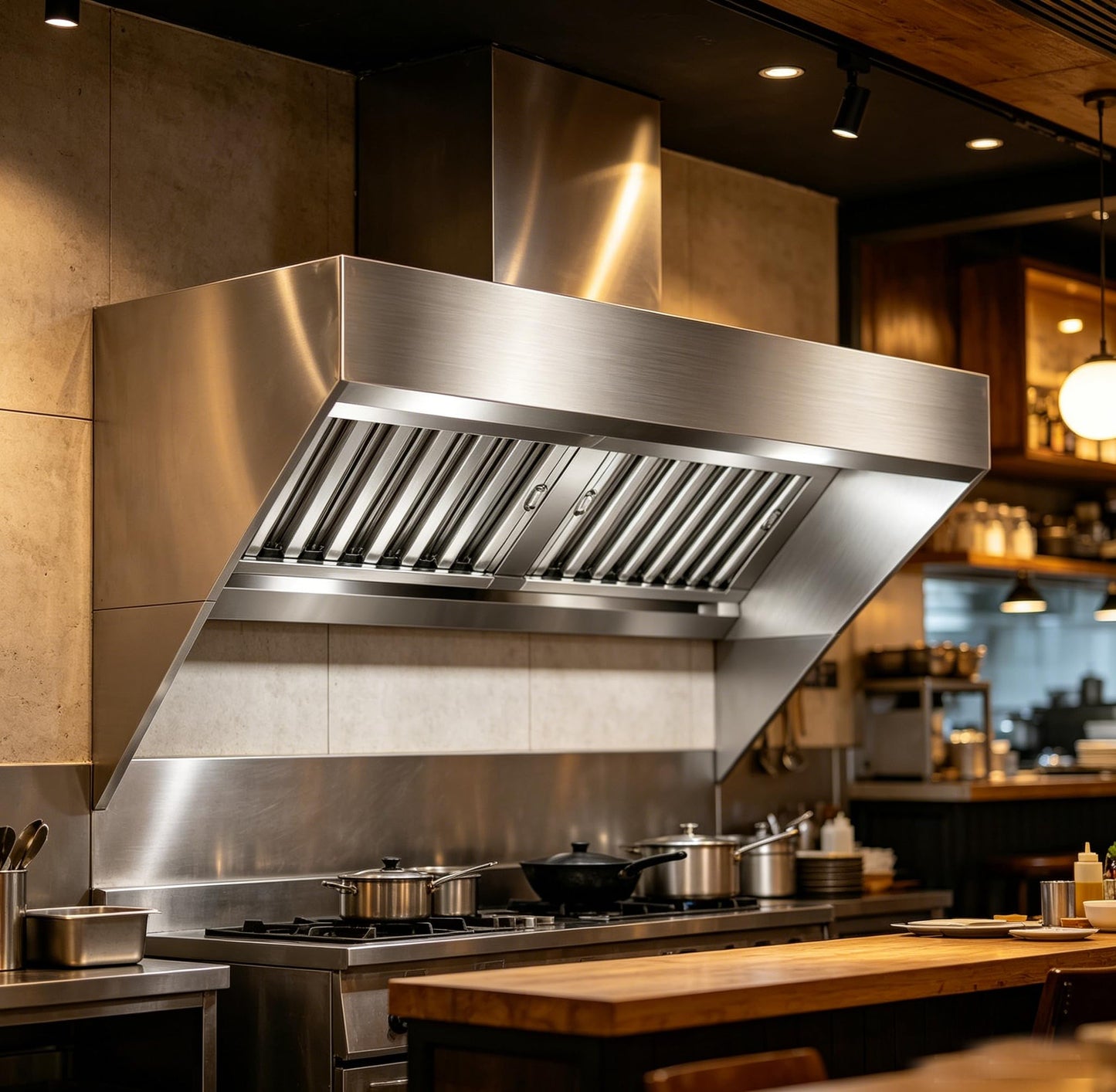 4FT Commercial Exhaust Hood with 2 Detachable U-shaped Grid Oil Filter Mesh, Rust-Resistant, 201 Stainless Steel Concession Trailer Food Truck Exhaust Vent Hood, for Restaurant Kitchen