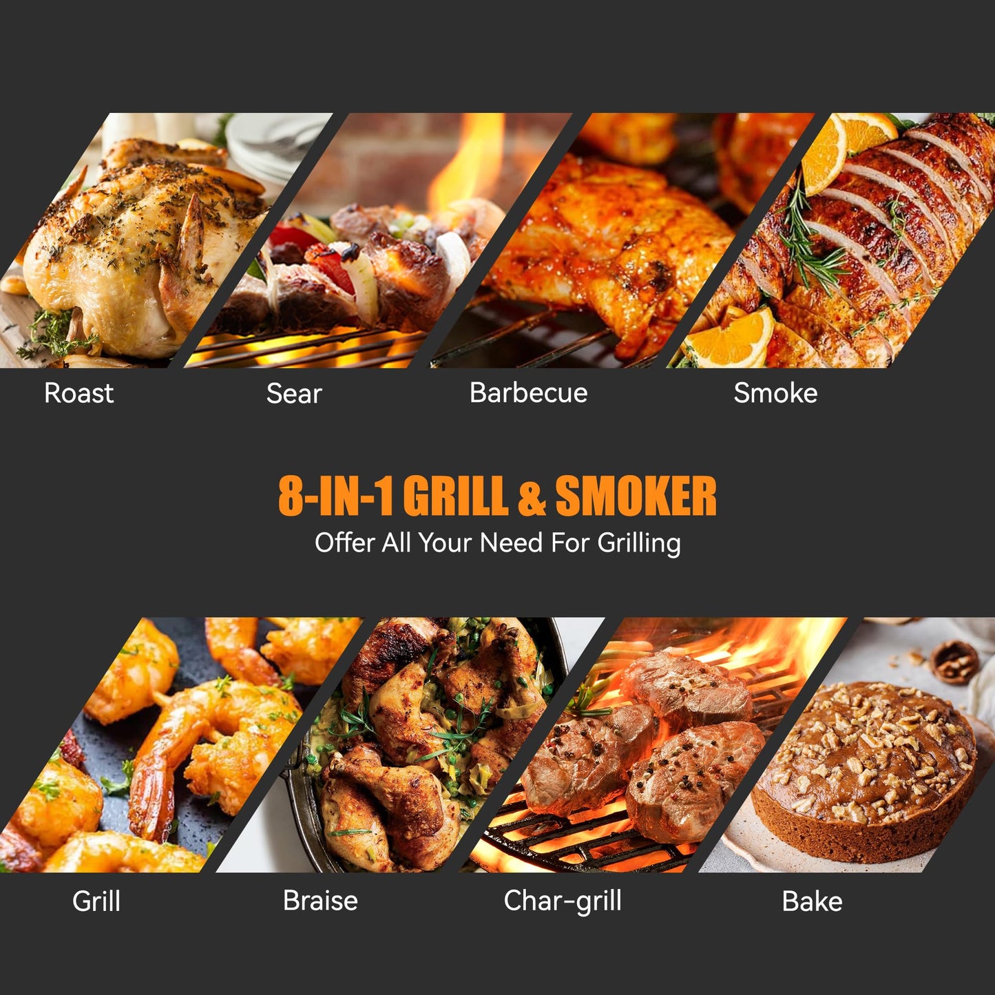 Z GRILLS Wood Pellet Smoker Grill, 8 in 1 BBQ Grill with Auto Temperature Control, 697 sq in Cooking Area for Backyard, Patio and Outdoor Cooking, 7002E, Sliver
