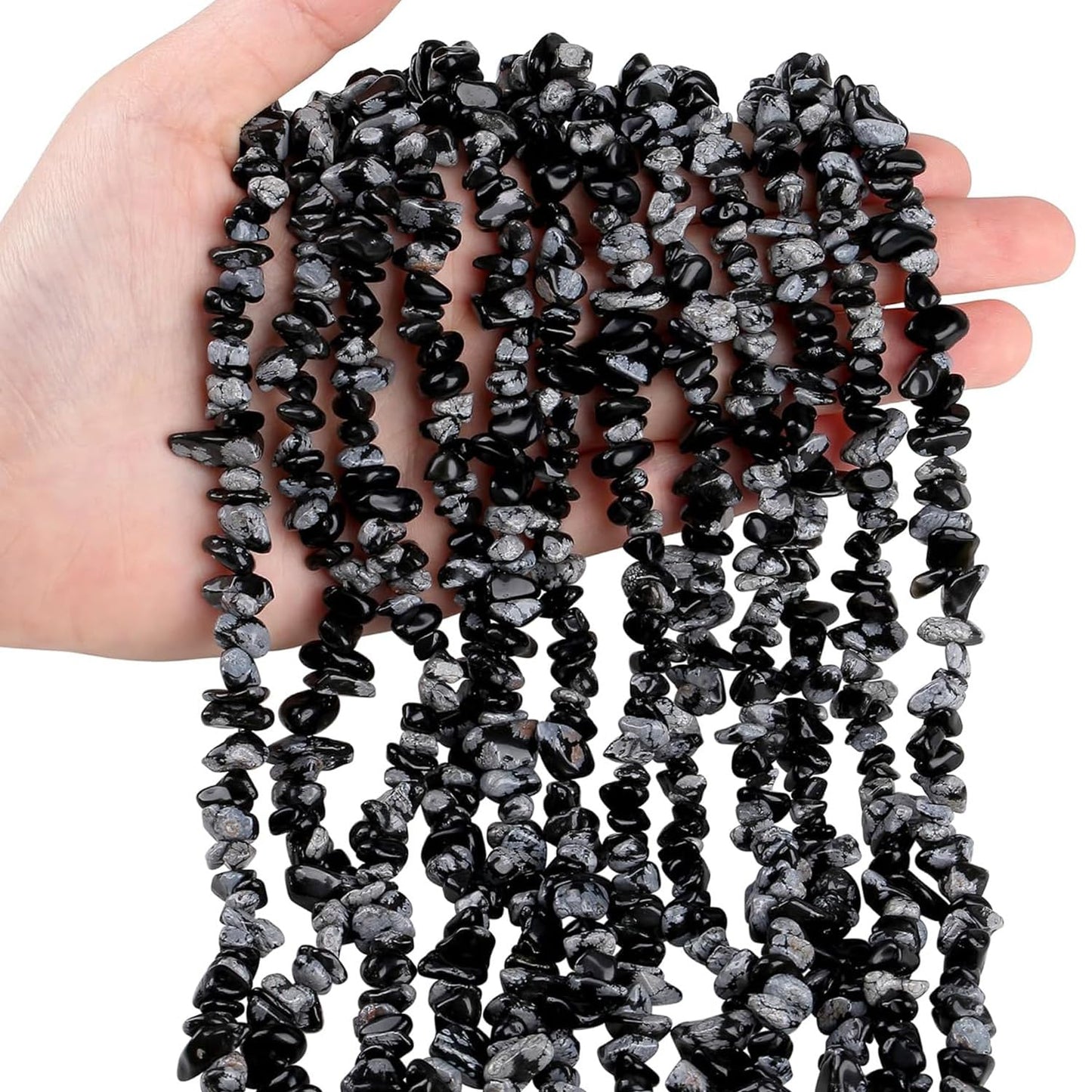Natural Chip Stone Beads 450pcs Snowflake Chips 5-8mm Genuine Real Irregular Healing Crystal Rocks Hole Drilled DIY Loose Gemstone Beads for Jewelry Making Bracelet Earrings Necklace Crafting