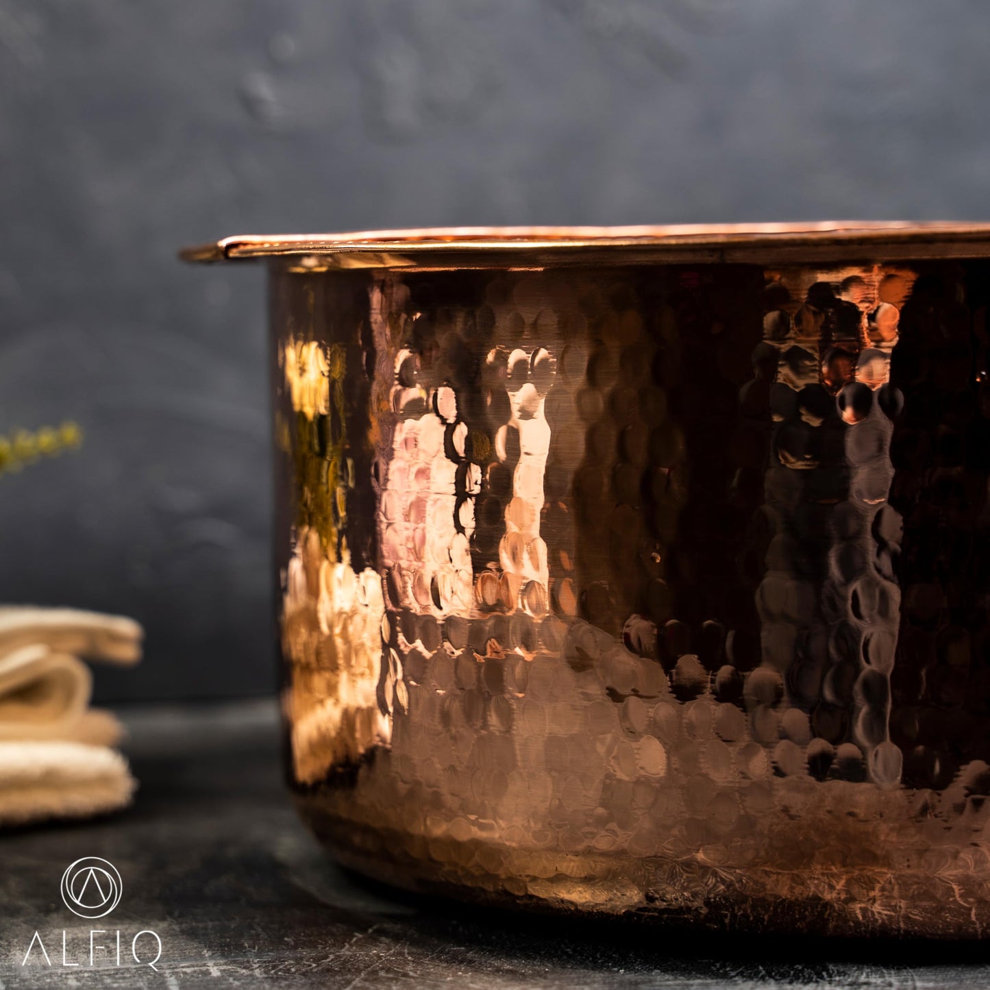 Alfiq 100% Solid Copper Foot Bowl with Removable Footrest, Hand Hammered Large Relaxation Pedicure Basin, 10-20" Sizes, for Spa & Pedicure (12 Inches)
