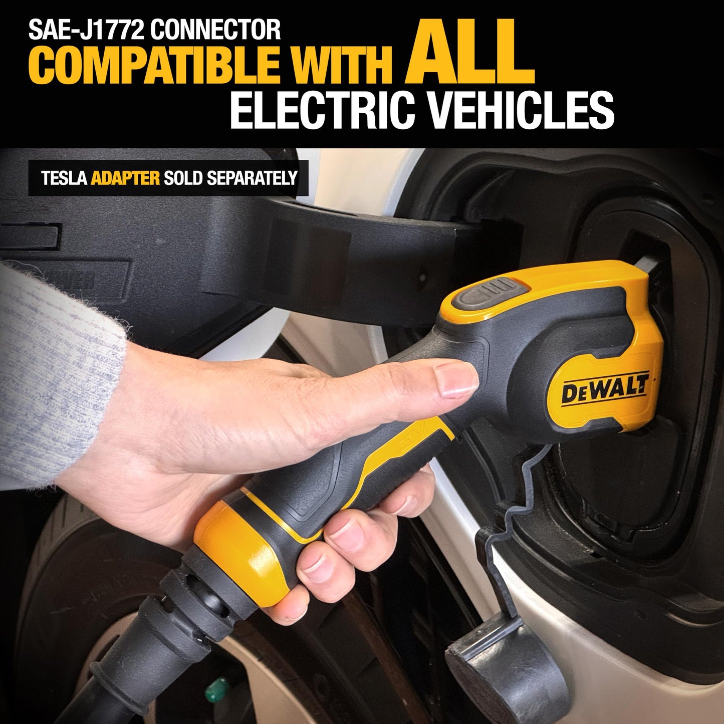 DEWALT Level 1 & 2 Portable Electric Vehicle (EV) Charger, 16 Amps, 120-240V, CSA Certified Indoor/Outdoor, NEMA 6-20 with 5-15 Adapter Included, 25 ft. Cable, 2024 Model