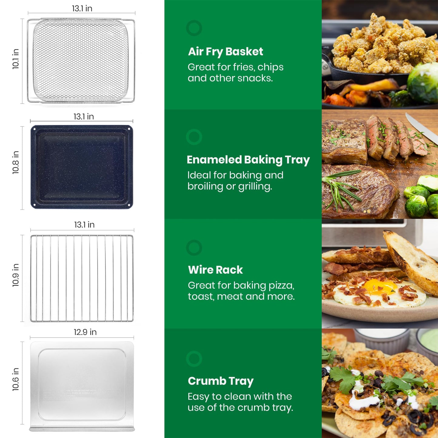 VAL CUCINA Infrared Heating Air Fryer Toaster Oven, Extra Large Countertop Convection Oven 10-in-1 Combo, 6-Slice Toast, Enamel Baking Pan Easy Clean with Recipe Book, Brushed Stainless Steel Finish