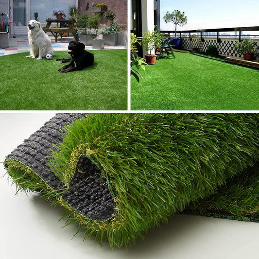 SHNOSU Artificial Grass Turf Rug 7FTX15FT Indoor Outdoor, 1.38" Pile Height Realistic Fake Grass with Drain Holes Astro Turf for Patio Garden Lawn Landscape Balcony