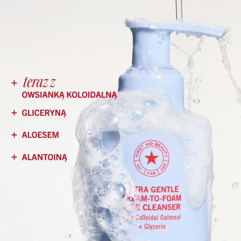 First Aid Beauty Ultra Gentle Cream-to-Foam Facial Cleanser, Fragrance Free Makeup Removing Face Wash with Colloidal Oatmeal & Glycerin, Sensitive & Acne-Prone Skin, 2 oz, Travel Size