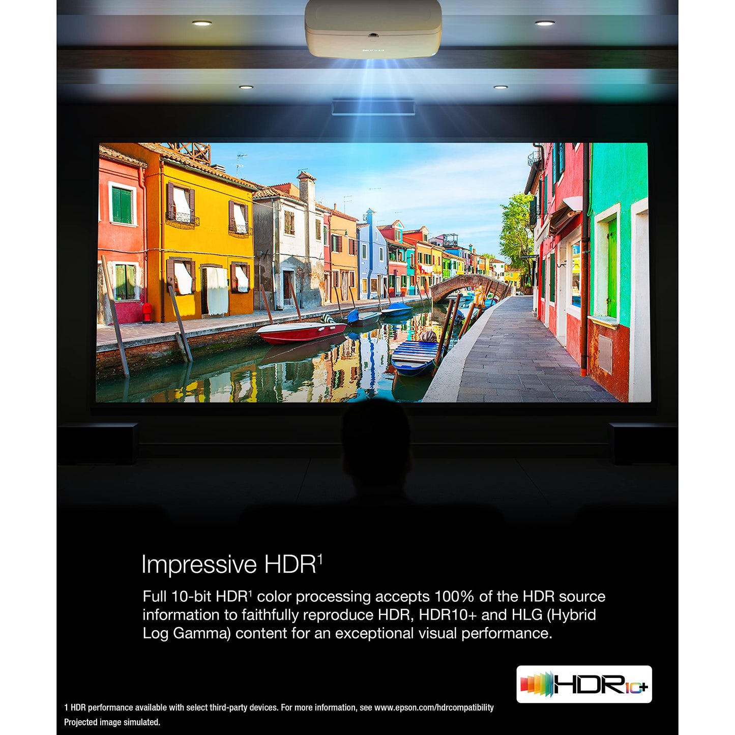 Epson Home Cinema LS11000 4K PRO-UHD Laser Projector HDR, HDR10+, 2500 Lumens Color & White Brightness, HDMI 2.1, Motorized Lens,Focus, Zoom, 3840 x 2160, 120 Hz,Media Room, Gaming