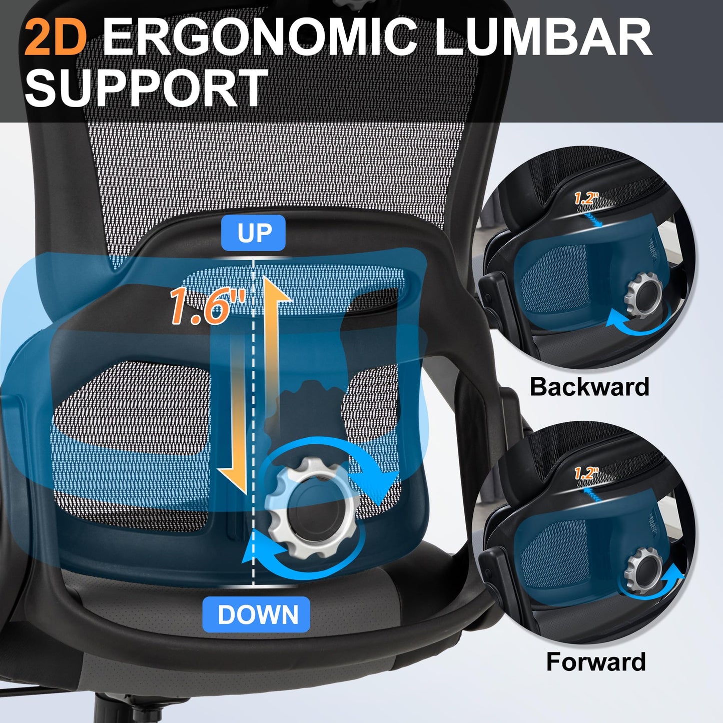 BOWTHY 500lbs Big and Tall Office Chair,Large Heavy Duty Executive Computer Chair with 5D Flip Arms,Ergonomic Mesh High Back Desk Chair with Adjustable Lumbar Support 3D Headrest,Thick Spring Cushion
