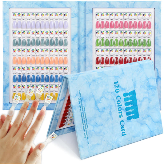 C12rtive 120 Magnetic Nail Color Book,Leather Magnetic Color Display Book with 120 Magnetic Tips & 1-120 Number Labels,Perfect for Nail Polish Nails Art Design(Blue)