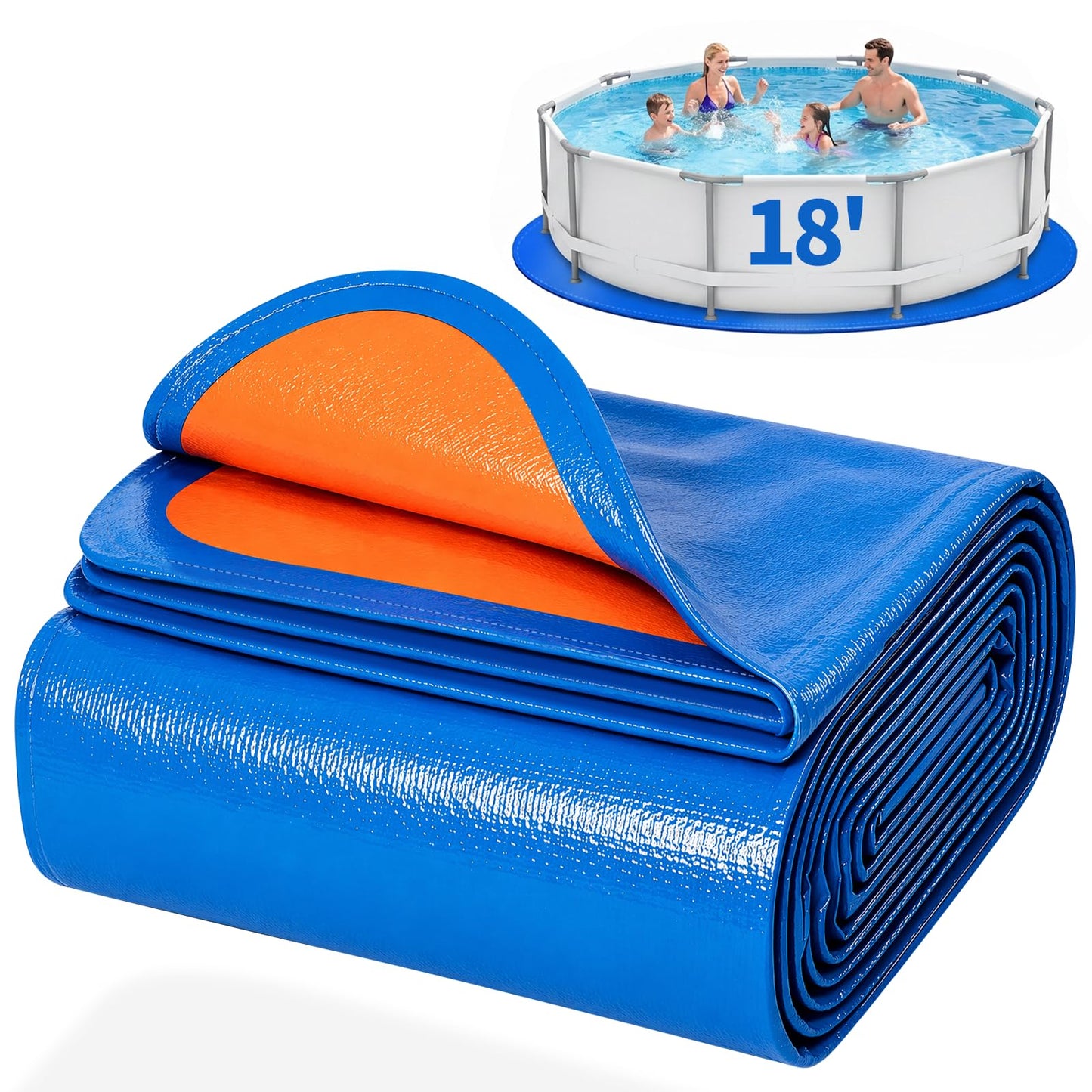 18FT Round Pool Liner Pad for Above Ground Pools, 180 GSM Heavy-Duty Puncture Resistant Under Mat, Underlayment Outdoor Tarp Protector for Lawn Concrete, Pool Floor Base Pad, Extends Liner Life