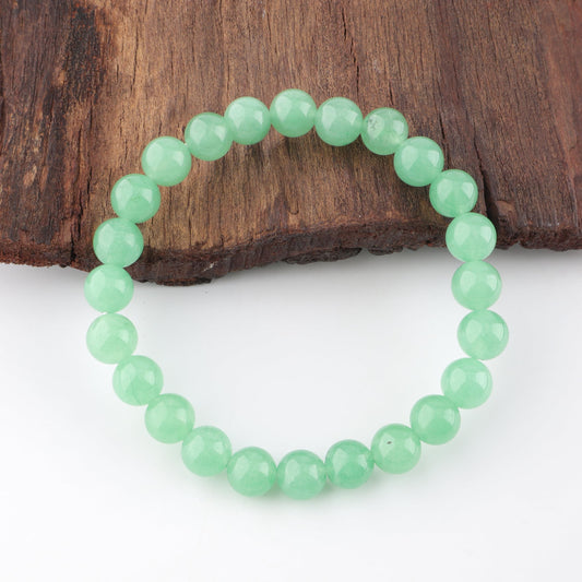 Anagha Jewels Natural Green Jade Gemstone Handmade 8mm Round Beaded Stretch Bracelet 7.5" , Green Jade Crystal Beads Unisex Bracelet For Gift, Chakra Reiki Healing Elastic Bracelet, Jade Beads Bracelet