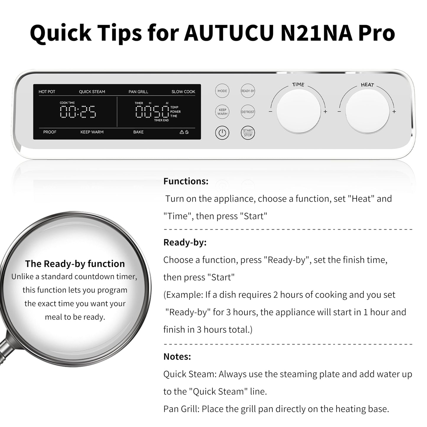 N21NA Pro Slow Cooker 10 Quart, 8-in-1 Programmable PFOA-Free Ceramic Coated Multi-Cooker with Grill Pan, Steaming Plate (Includes Silicone Spoon & Tongs)