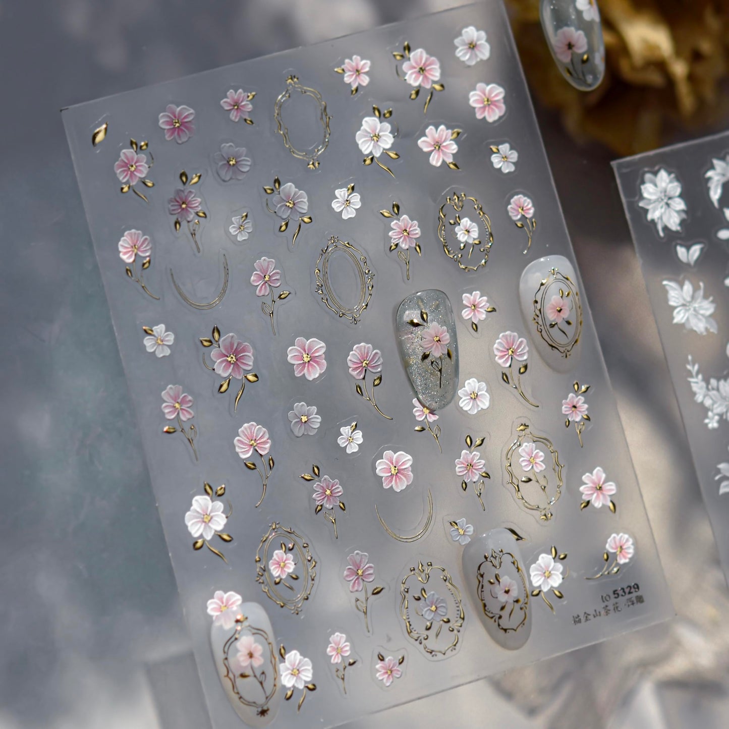 Phuryllic 3D Nail Stickers for Nail Art, Embossed Self-Adhesive Cute Nail Charms & Decals for DIY Nails, Easy-to-Apply Nail Design Supplies & Accessories for Home Manicure-Camellia Pink Flower